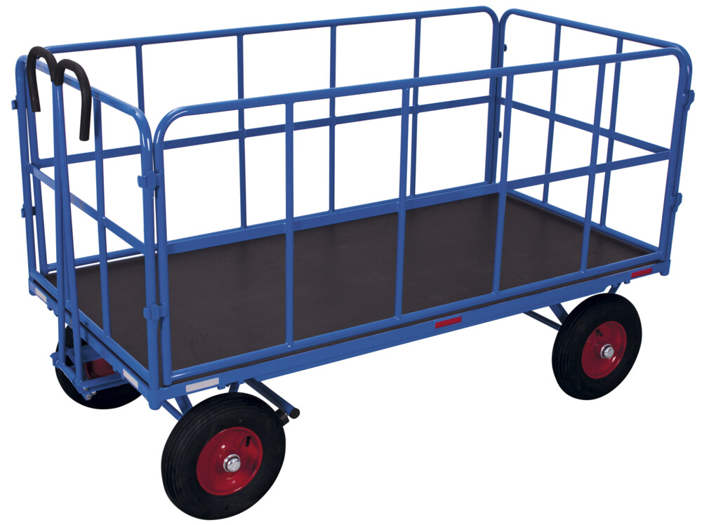 Hand platform trolley with 4 tubular grid side walls Hand platform trolley with 4 tubular grid side walls