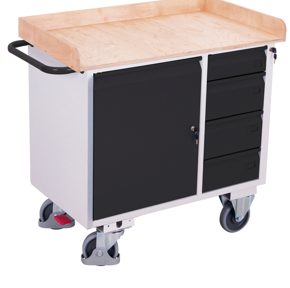 Workshop trolley with 4 drawers and edge Workshop trolley with 4 drawers and edge