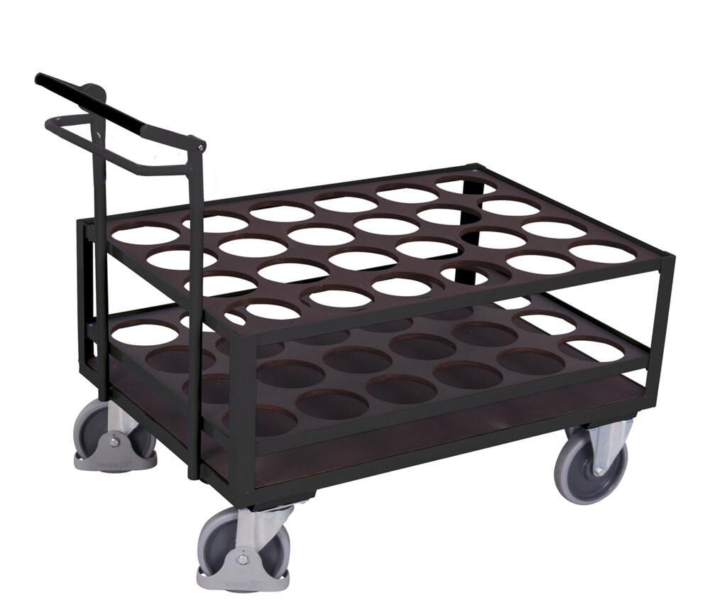 Chariot pour bouteilles avec système de blocage et de déblocage