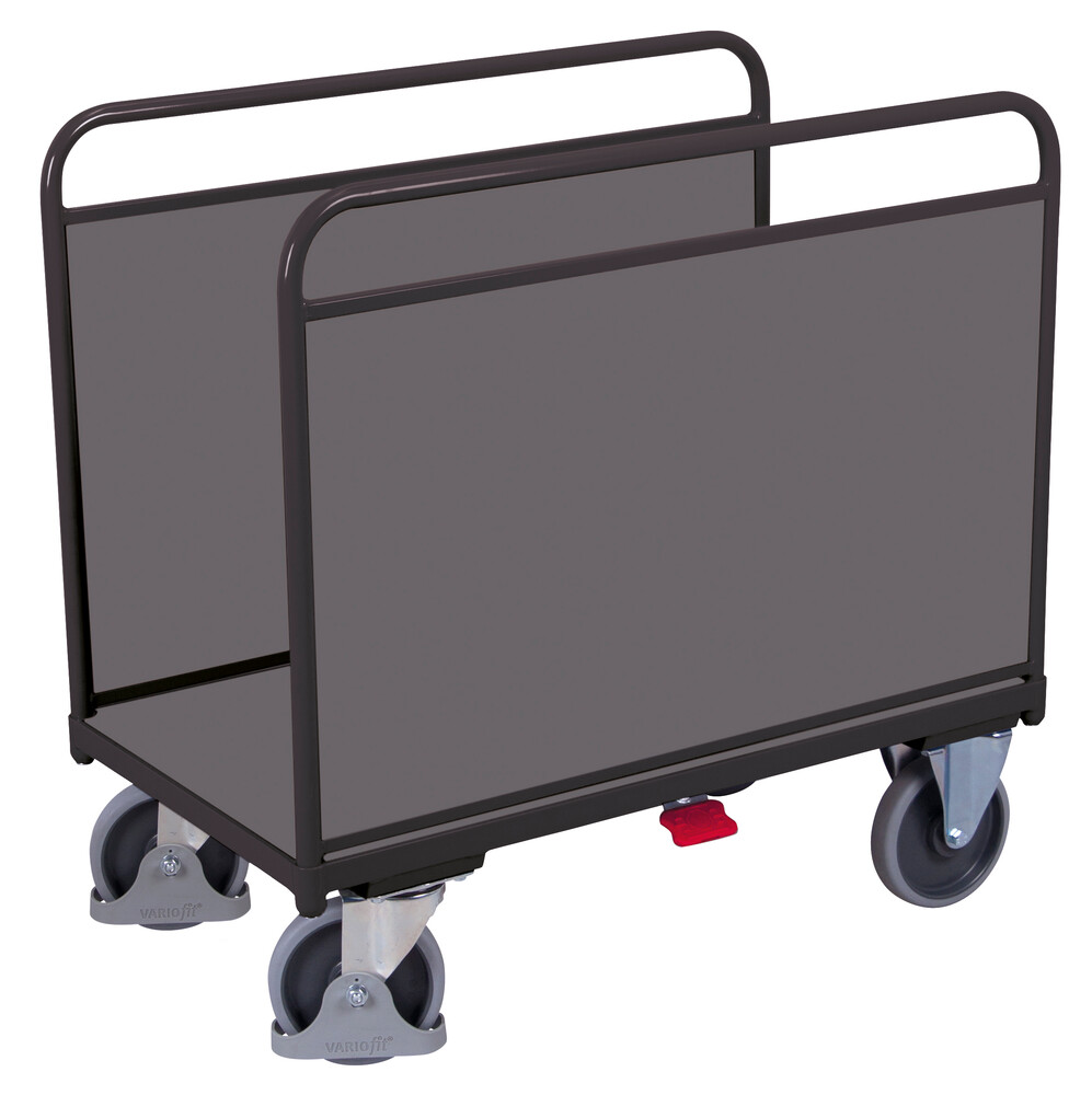 Side-frame trolley with board sides Side-frame trolley with board sides