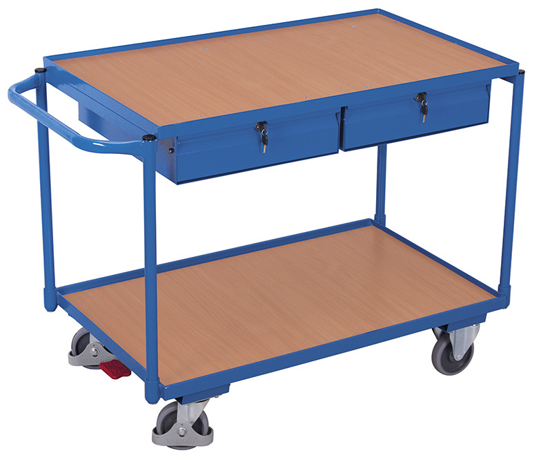 Tischwagen mit 2 Ladeflächen und 2 Schubladen
