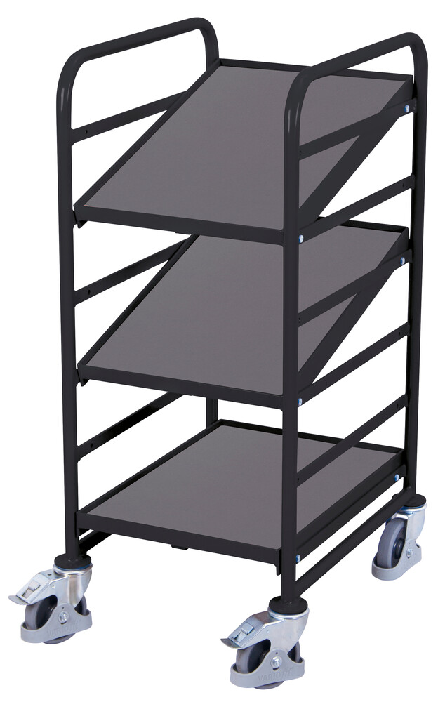 Euro container trolley with 3 wooden shelves Euro container trolley with 3 wooden shelves