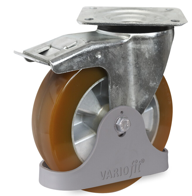 Swivel castor with wheel brake 92° Shore A Swivel castor with wheel brake 92° Shore A