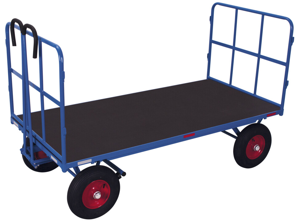 Hand platform trolley with 2 tubular grid side walls Hand platform trolley with 2 tubular grid side walls