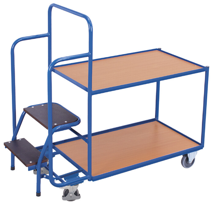 Chariot préparateur de commandes avec 2 plateaux, bas Chariot préparateur de commandes avec 2 plateaux, bas