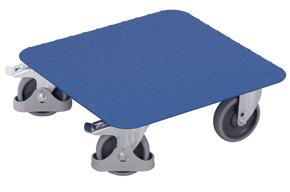 Plateau roulant pour caisses avec surface en tôle striée Plateau roulant pour caisses avec surface en tôle striée