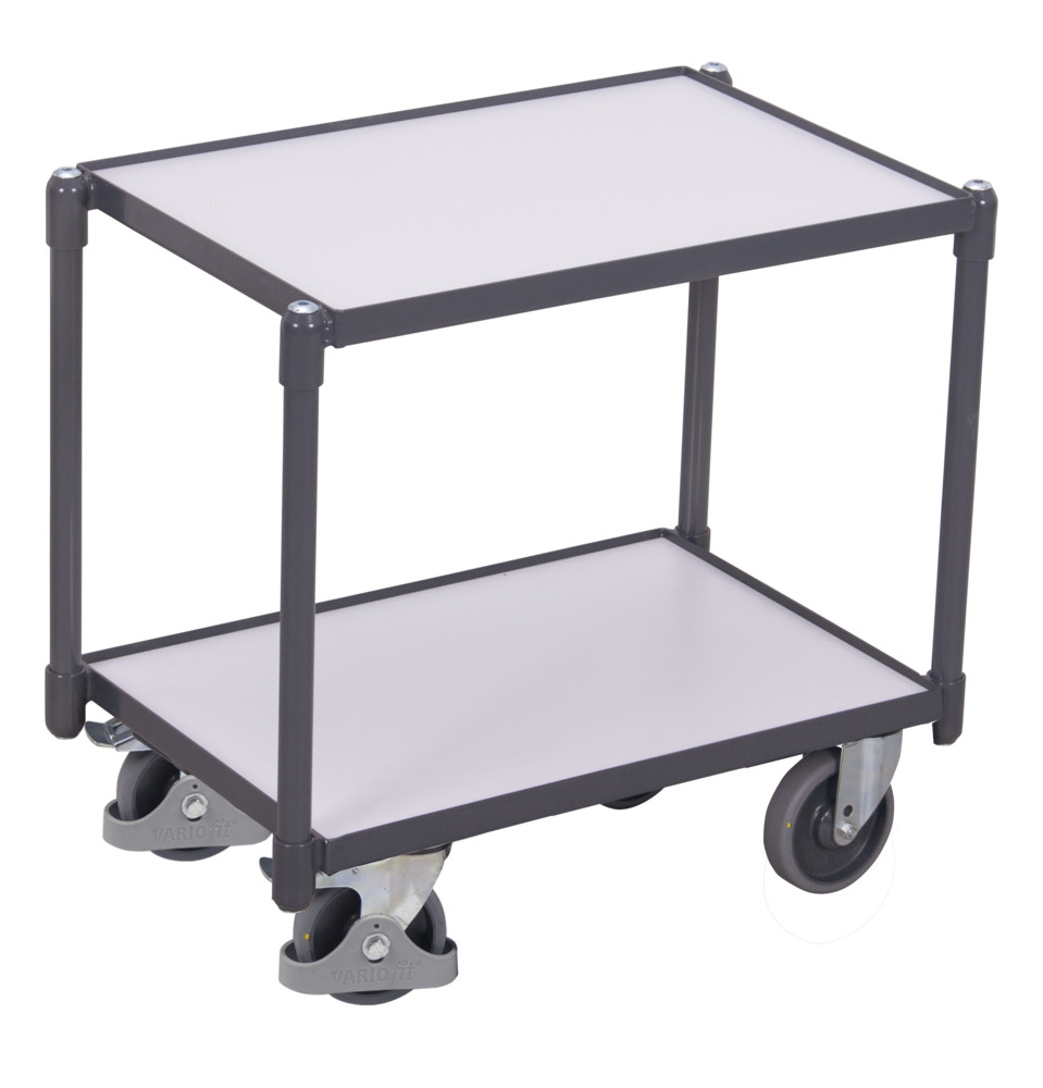 Chariot ESD à systéme Euro avec 2 plateaux (rebord 10 mm) Chariot ESD à systéme Euro avec 2 plateaux (rebord 10 mm)