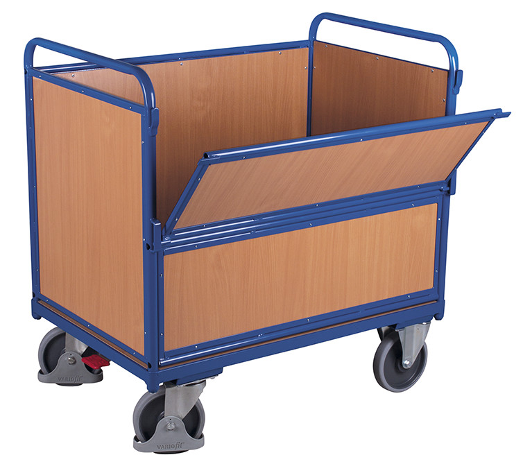 Box trolley with board panels Box trolley with board panels