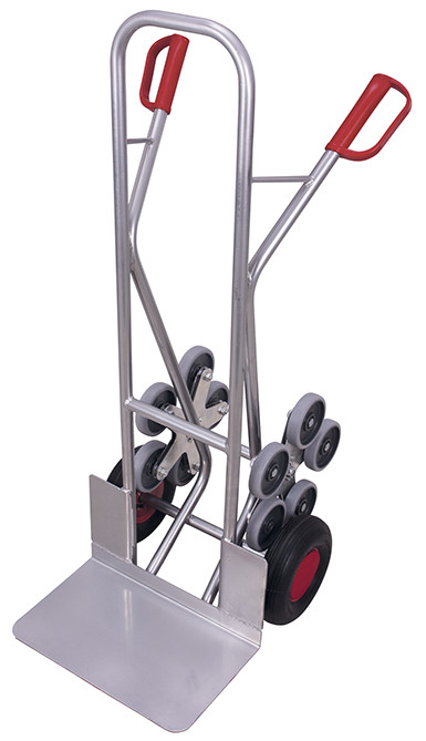 Diable escaliers aluminium avec 2 roues en étoiles à 5 roulettes