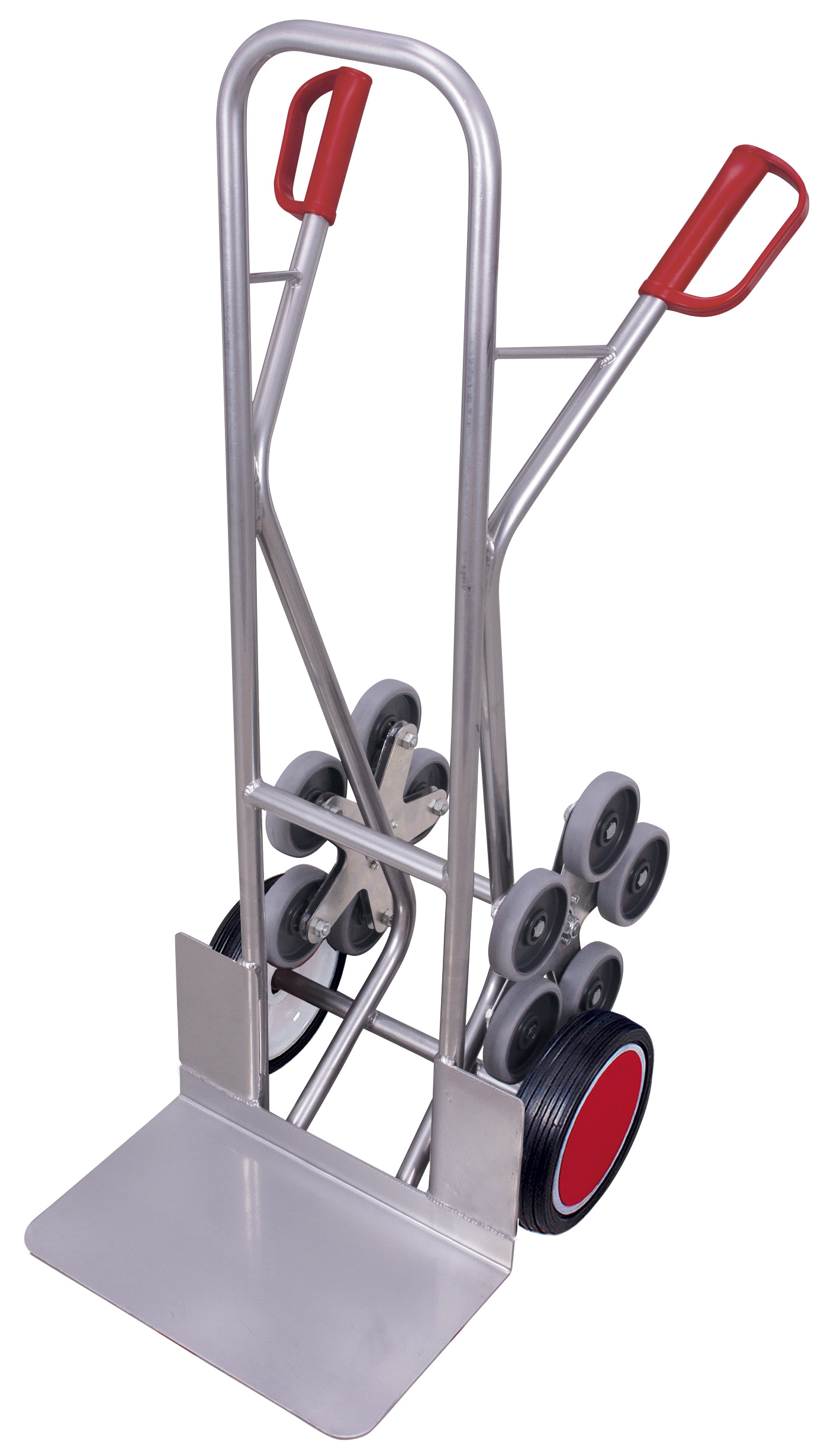 Diable escaliers aluminium avec 2 roues en étoiles à 5 roulettes