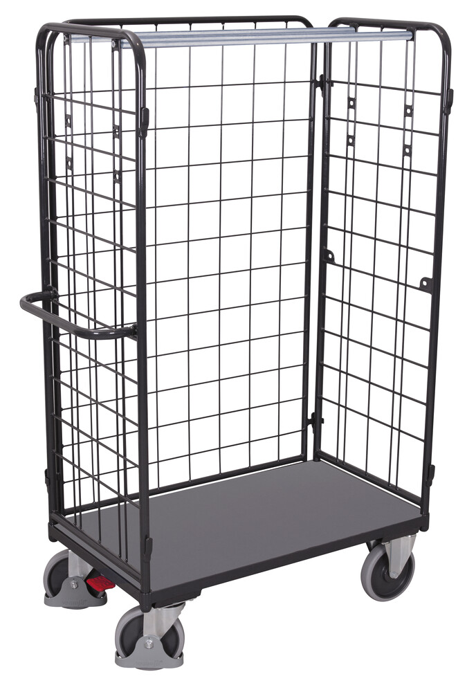 Chariot grillagé haut pour colis avec 3 parois Chariot grillagé haut pour colis avec 3 parois