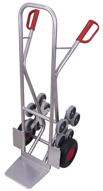 Diable escaliers aluminium avec 2 roues en étoiles à 5 roulettes