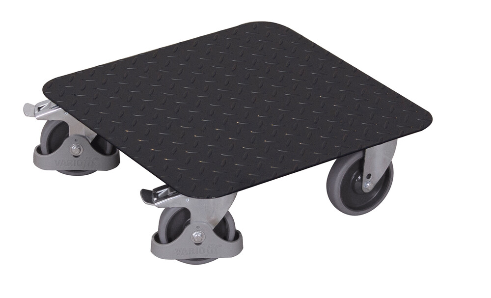 Plateau roulant pour caisses avec surface en tôle striée Plateau roulant pour caisses avec surface en tôle striée