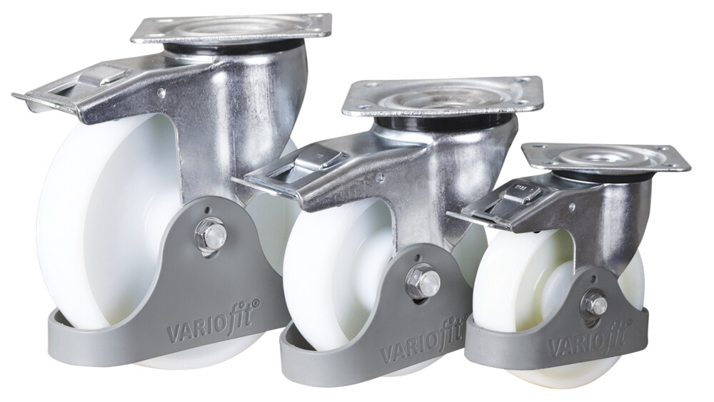 Swivel castor with wheel brake Swivel castor with wheel brake