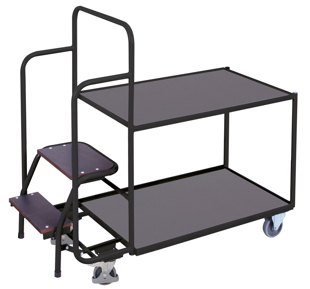 Chariot préparateur de commandes avec 2 plateaux, bas