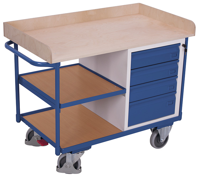 Workshop trolley with 3 load surfaces Workshop trolley with 3 load surfaces